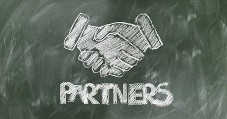 shake hands with text partners
