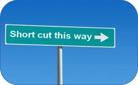 sign "short cut this way"
