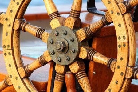 steering wheel on ship